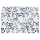 Christmas Navy Bow Velvet Pattern Groot Cadeauzakje (Voorkant)