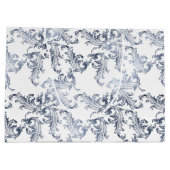 Christmas Navy Bow Velvet Pattern Groot Cadeauzakje (Achterkant)