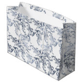 Christmas Navy Bow Velvet Pattern Groot Cadeauzakje (Achterkant Gekanteld)