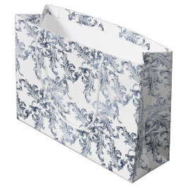 Christmas Navy Bow Velvet Pattern Groot Cadeauzakje