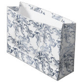 Christmas Navy Bow Velvet Pattern Groot Cadeauzakje (Voorkant Gekanteld)