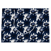 Christmas Navy Bow Velvet Pattern Groot Cadeauzakje (Voorkant)