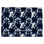 Christmas Navy Bow Velvet Pattern Groot Cadeauzakje (Achterkant)