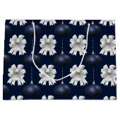 Christmas Navy Bow Velvet Pattern Groot Cadeauzakje (Voorkant)
