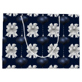 Christmas Navy Bow Velvet Pattern Groot Cadeauzakje (Achterkant)