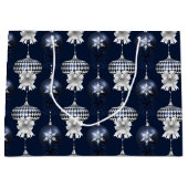 Christmas Navy Bow Velvet Pattern Groot Cadeauzakje (Voorkant)