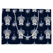Christmas Navy Bow Velvet Pattern Groot Cadeauzakje (Achterkant)