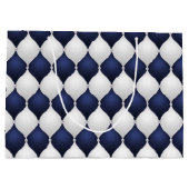 Christmas Navy Bow Velvet Pattern Groot Cadeauzakje (Achterkant)