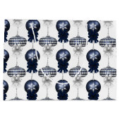 Christmas Navy Bow Velvet Pattern Groot Cadeauzakje (Achterkant)