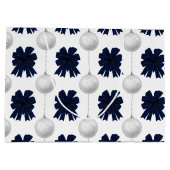 Christmas Navy Bow Velvet Pattern Groot Cadeauzakje (Achterkant)