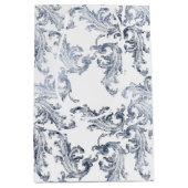 Christmas Navy Bow Velvet Pattern Medium Cadeauzakje (Voorkant)