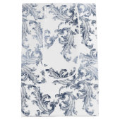 Christmas Navy Bow Velvet Pattern Medium Cadeauzakje (Achterkant)