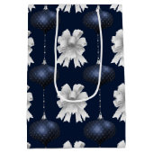 Christmas Navy Bow Velvet Pattern Medium Cadeauzakje (Achterkant)