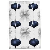 Christmas Navy Bow Velvet Pattern Medium Cadeauzakje (Voorkant)