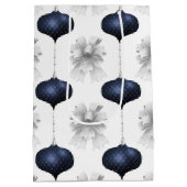 Christmas Navy Bow Velvet Pattern Medium Cadeauzakje (Achterkant)