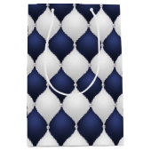 Christmas Navy Bow Velvet Pattern Medium Cadeauzakje (Voorkant)