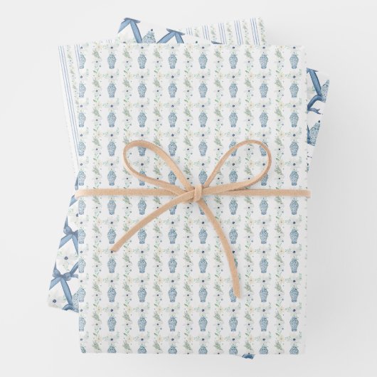 Christmas Navy Ginger Jar Inpakpapier Vel (In situ)