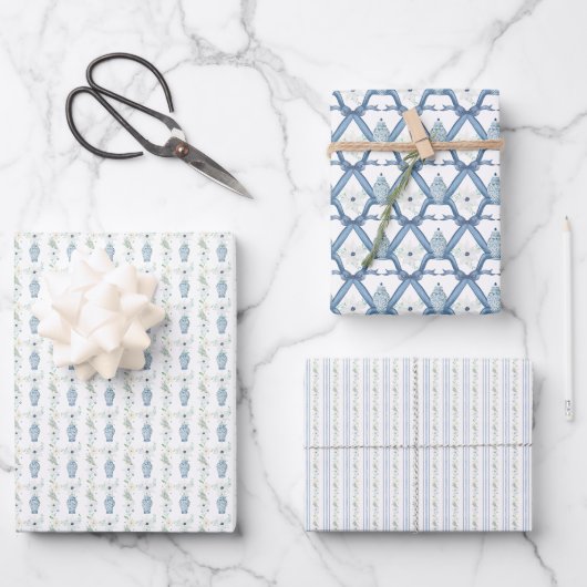 Christmas Navy Ginger Jar Inpakpapier Vel (Voorkant)