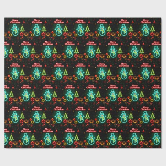 Christmas Neon Populaire Vakantie Collectie Cadeaupapier (Vlak)