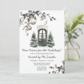 Christmas New Home Green Winter Housewarming Party Kaart (Staand voorkant)