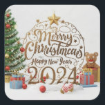 Christmas / new year 2024 vierkante sticker<br><div class="desc">Wishing you a Merry Christmas and a Happy New Year 2024! 🎄✨ May this festive season be filled with joy, love, and laughter. As we bid farewell to the year gone by, let's embrace the new beginnings and opportunities that the coming year brings. Cherish the moments with family and friends,...</div>