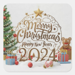 Christmas / new year 2024 vierkante sticker