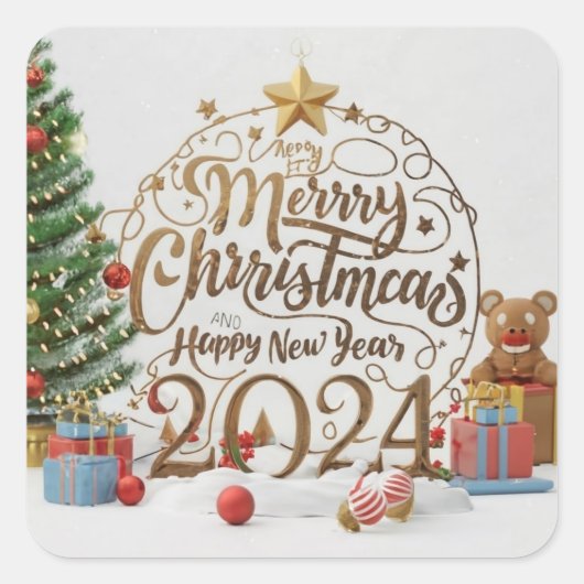 Christmas / new year 2024 vierkante sticker (Voorkant)