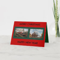 Christmas/New Year Card with Steam Engine treinen