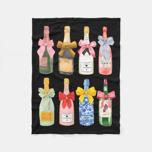 Christmas New Year Champagne Gl Coquette Bottle  Fleece Deken (Voorkant)