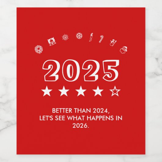 Christmas new year typography icons wijn etiket (Enkel label)