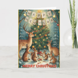 Christmas New Year Woodland Greeting Card Kaart