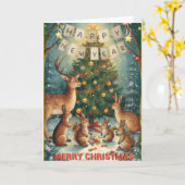 Christmas New Year Woodland Greeting Card Kaart (Gele Bloem)
