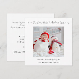 Christmas Newborn Foto Stats Holiday Kaart Notitiekaartje
