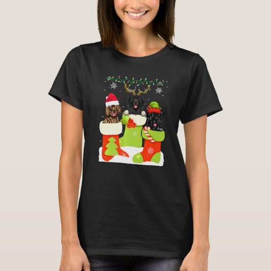Christmas Newfoundland In Sock Xmas Reindeer Santa T-shirt (Voorkant)