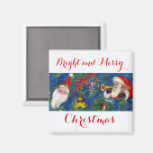 CHRISTMAS NGHT / SANTA, TOYS, RED RIBBON EN SNEE MAGNEET (Voorkant / Achterkant)