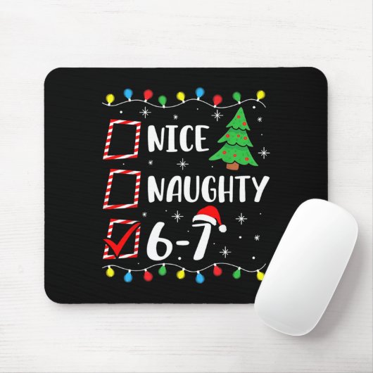 Christmas Nice Naughty 67 Brainrot Funny 6-7 Meme  Muismat (Met muis)