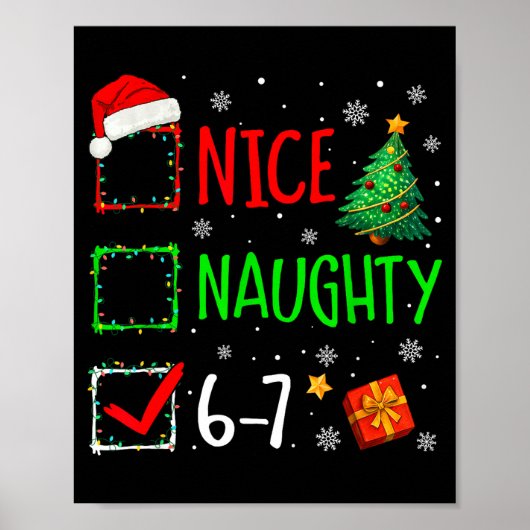Christmas Nice Naughty 67 Brainrot Funny 6-7 Meme  Poster (Voorkant)