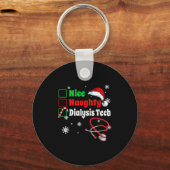 Christmas Nice Naughty Dialysis Tech Scrub Top Men Sleutelhanger (Voorkant)