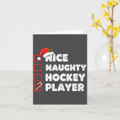 Christmas Nice Naughty Hockey Player List Santa Ch Kaart (Gele Bloem)