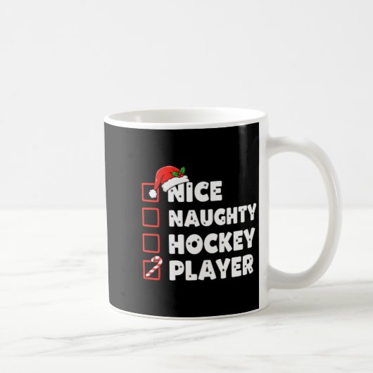 Christmas Nice Naughty Hockey Player List Santa Ch Koffiemok (Rechts)