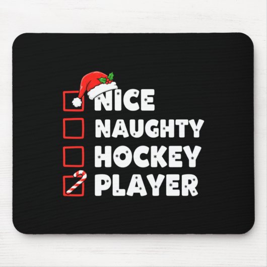Christmas Nice Naughty Hockey Player List Santa Ch Muismat (Voorkant)