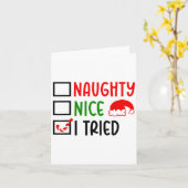 Christmas Nice Naughty I Tried List Funny Family X Kaart (Gele Bloem)