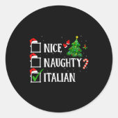 Christmas Nice Naughty Italian Funny Xmas Holiday  Ronde Sticker (Voorkant)