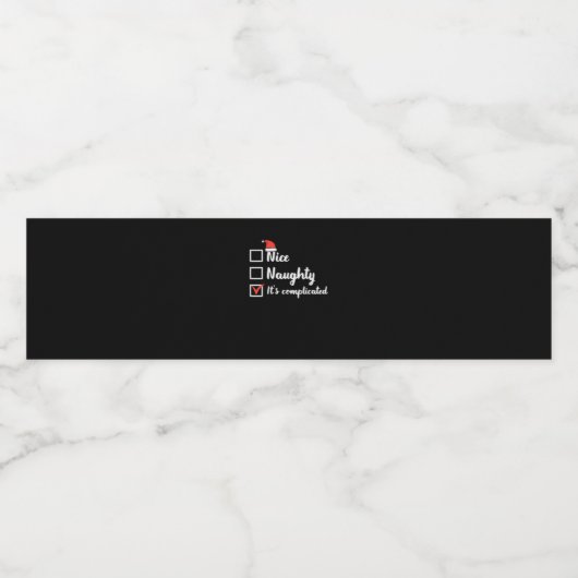 Christmas Nice Naughty Its Complicated Waterfles Etiket (Enkel label)
