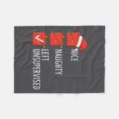 Christmas Nice Naughty Left Unsupervised Naughty O Fleece Deken (Voorkant (Horizontaal))