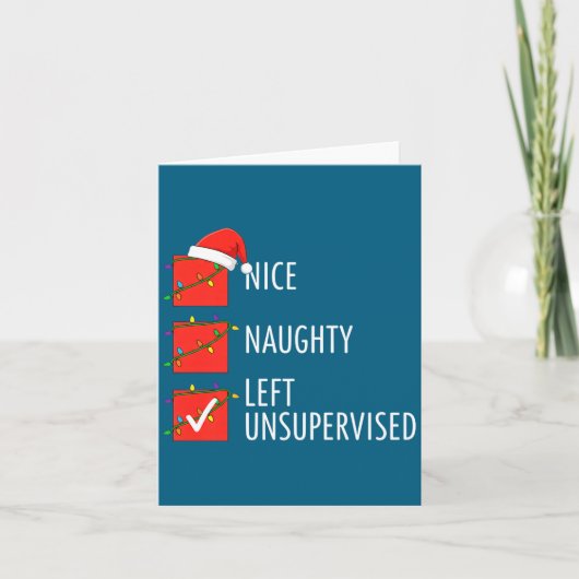 Christmas Nice Naughty Left Unsupervised Naughty O Kaart (Voorkant)