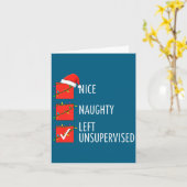 Christmas Nice Naughty Left Unsupervised Naughty O Kaart (Gele Bloem)