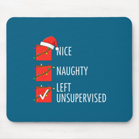 Christmas Nice Naughty Left Unsupervised Naughty O Muismat (Voorkant)