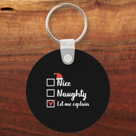 Christmas Nice Naughty Let Me Explain Funny Xmas M Sleutelhanger (Voorkant)