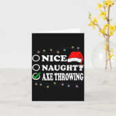 Christmas Nice Or Naughty Or Axe Throwing Pajama  Kaart (Gele Bloem)